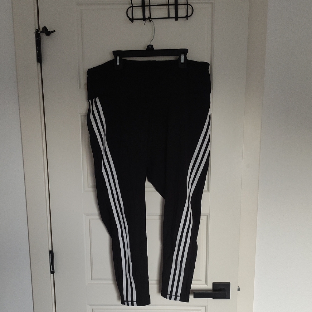 adidas Black Leggings with White Triple Stripes